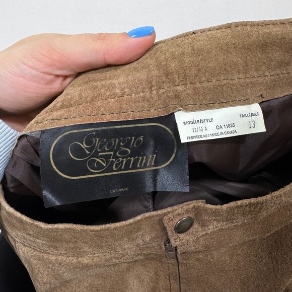 Vintage Suede Leather Mini Pencil Skirt Brown Tan L 13 Western Boho Chic Fall - Picture 2 of 11